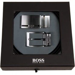 BOSS Gürtel Galliz 50286255/002 Wendegürtel mit zwei Schließen im Set, Black