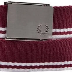 Fred Perry Gürtel BT5411/H54 Bordeaux gestreift, Breite ca. 3,5 cm, Weinrot
