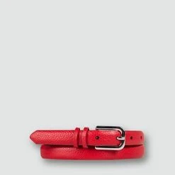 fashionsisters.de Damen Gürtel 620100/54 Gürtel aus geprägtem Leder, Rot