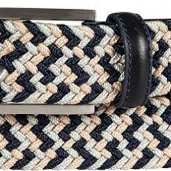 Brax Gürtel 54-0217/710 007 90/56 Beige-navy, Breite ca. 3,5 cm, Navy-beige