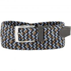 Alberto Golf Alberto Gürtel Multicolor Braided 01008337/078 Blau-hellbraun, Breite ca. 3,5 cm, Blau-grau-braun