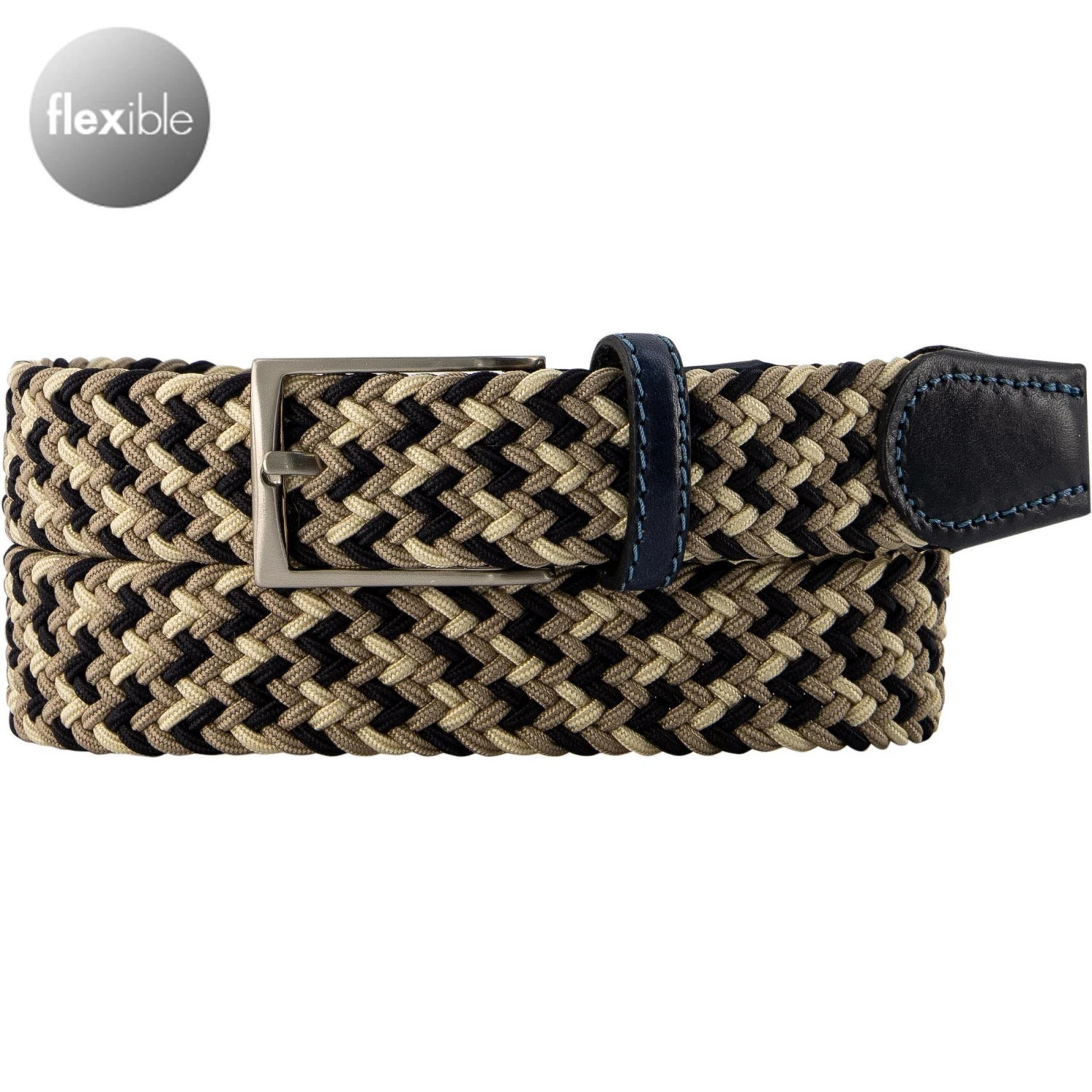 Lindenmann Gürtel 1000102/907 Multicolour, Breite ca. 3 cm, Marine-beige-ecru