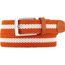Alberto Golf Alberto Gürtel Braided Stripe 01008336/073 Orange-weiß, Breite ca. 3,5 cm