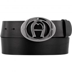 AIGNER Logo Gürtel 127373/0007 Schwarz, Breite ca. 4 cm, Black